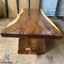 Meja Makan Kayu Trembesi Solid Natural Simple Design BA-7.1