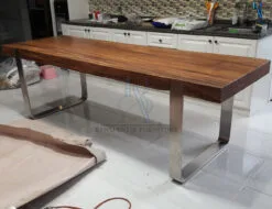 Meja Makan Kayu Solid Kayu Stainless Minimalis Modern Style BA-21