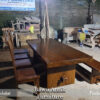 Meja Makan Kayu Suar Solid Natural Glossy Color BA-45