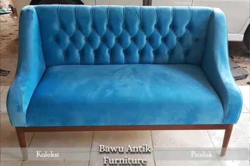 Sofa Minimalis Jepara Softly Beludru Kayu Jati Natural BA-52