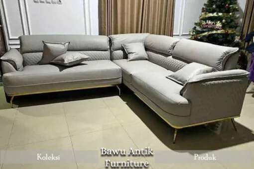 Sofa Tamu Sudut Minimalis Jepara Absolute Grey Softly Fabric BA-67