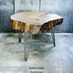 Industrial Coffee Table Minimalist Iron Base Suar Wood BA-85