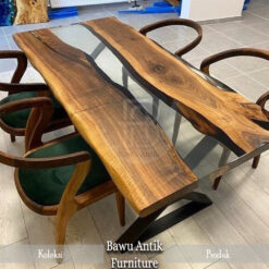 Meja Makan Minimalis Modern Resin Transprant Design BA-77