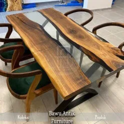 Meja Makan Minimalis Modern Resin Transprant Design BA-77