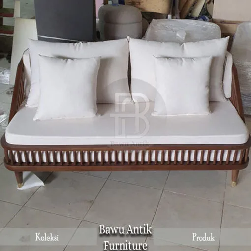 Sofa Tamu Minimalis Jati Natural Salak Brown Color BA-97