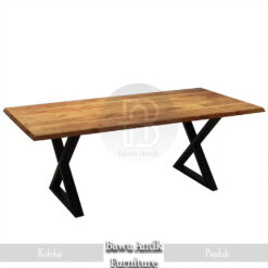 Meja Kayu Jati Minimalis Modern Simple Elegant Kaki Besi BA-177