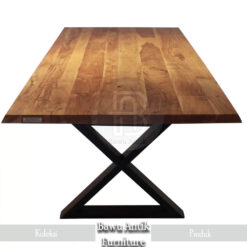 Meja Kayu Jati Minimalis Modern Simple Elegant Kaki Besi BA-177.1