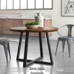 Meja Makan Bundar Minimalis Industrial Furniture Jepara BA-196