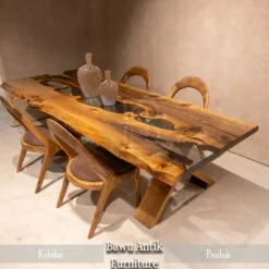 Meja Makan Jati Resin Minimalis Great Quality Luxury Motif BA-119
