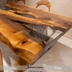 Meja Makan Jati Resin Minimalis Great Quality Luxury Motif BA-119.1