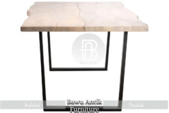 Meja Makan Jati Solid Rangka Kaki Besi Modern Minimalis BA-166.1