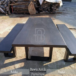 Meja Makan Kayu Solid Rustic Style Minimalis Desain BA-151