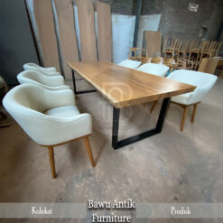 Meja Makan Kayu Trembesi Solid Minimalis Elegant Interior Design BA-152