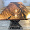 Meja Makan Kayu Trembesi Top Coat Resin Glossy Style BA-161.1