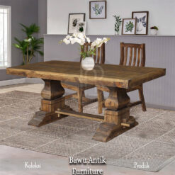 Meja Makan Minimalis Klasik Kayu Jati Perhutani Solid BA-193