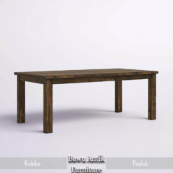 Meja Makan Solid Kayu Trembesi Urat Jati Utuh Sisi Alami BA-198.1