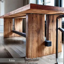 Meja Makan Solid Trembesi Urat Jati Utuh Sisi Alami BA-192.1