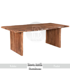 Meja Makan Solid Trembesi Urat Jati Utuh Sisi Alami Berkualitas BA-174