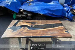 Meja Resin Jati Minimalis Elegant Live Edge Design BA-121