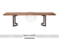 Meja Solid Kayu Jati Modern Minimalis Rangka Kaki Besi BA-170
