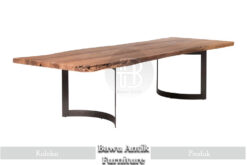 Meja Solid Kayu Jati Modern Minimalis Rangka Kaki Besi BA-170.1