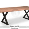 Meja Kayu Solid Trembesi Industrial Iron Base Feet BA-214.1
