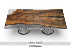Meja Kayu Trembesi Solid Kombinasi Resin Modern Minimalis Style BA-230