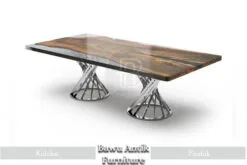 Meja Kayu Trembesi Solid Kombinasi Resin Modern Minimalis Style BA-230.1