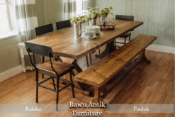 Meja Makan Jati Jepara Minimalis Natural Wood Simple Style BA-205