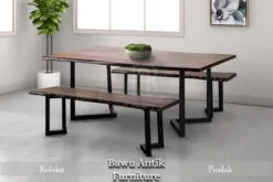 Meja Solid Modern Minimalis Daun Kayu Jati Model Meja Makan Jepara BA-226.1