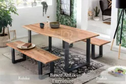 Set Meja Makan Solid Kayu Trembesi Jepara Modern Industrialis BA-228