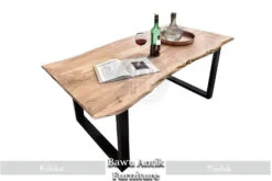Set Meja Makan Solid Kayu Trembesi Jepara Modern Industrialis BA-228.1