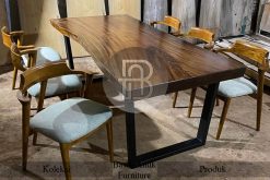 Meja Makan Minimalis Daun Kayu Jati Solid New Industrial Style BA-262