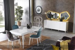 Meja Makan Minimalis Kayu Solid Putih Duco BA-273