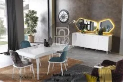 Meja Makan Minimalis Kayu Solid Putih Duco BA-273