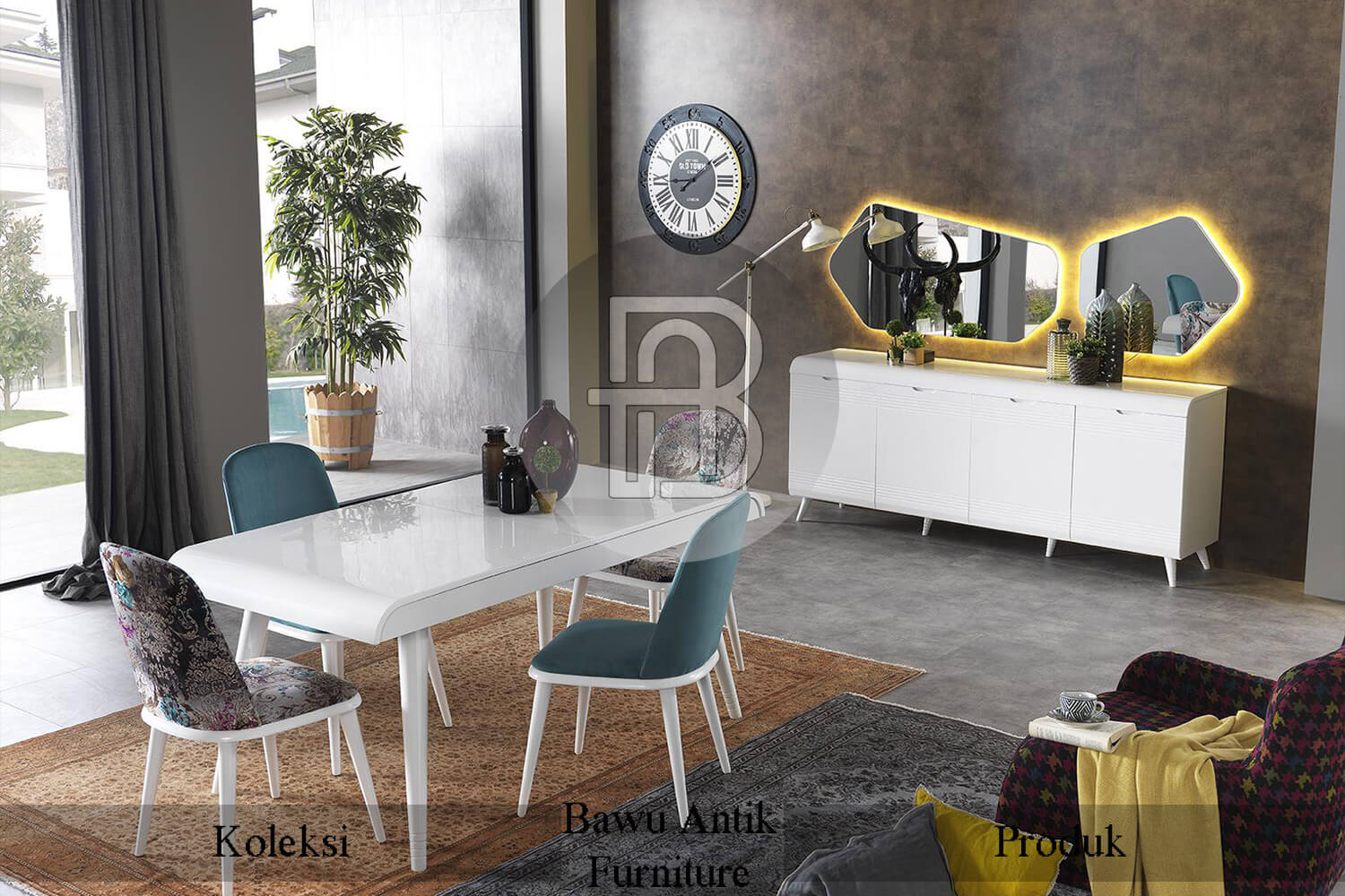 Meja Makan Minimalis Kayu Solid Putih Duco BA 273