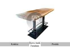 Meja Makan Minimalis Modern Industrialis Daun Kayu Trembesi Solid BA-249.1