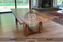 Meja Solid Trembesi Desain Meja Kantor Natural Satin Top Coat BA-239