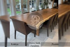 Meja Solid Trembesi Desain Meja Kantor Natural Satin Top Coat BA-239.1