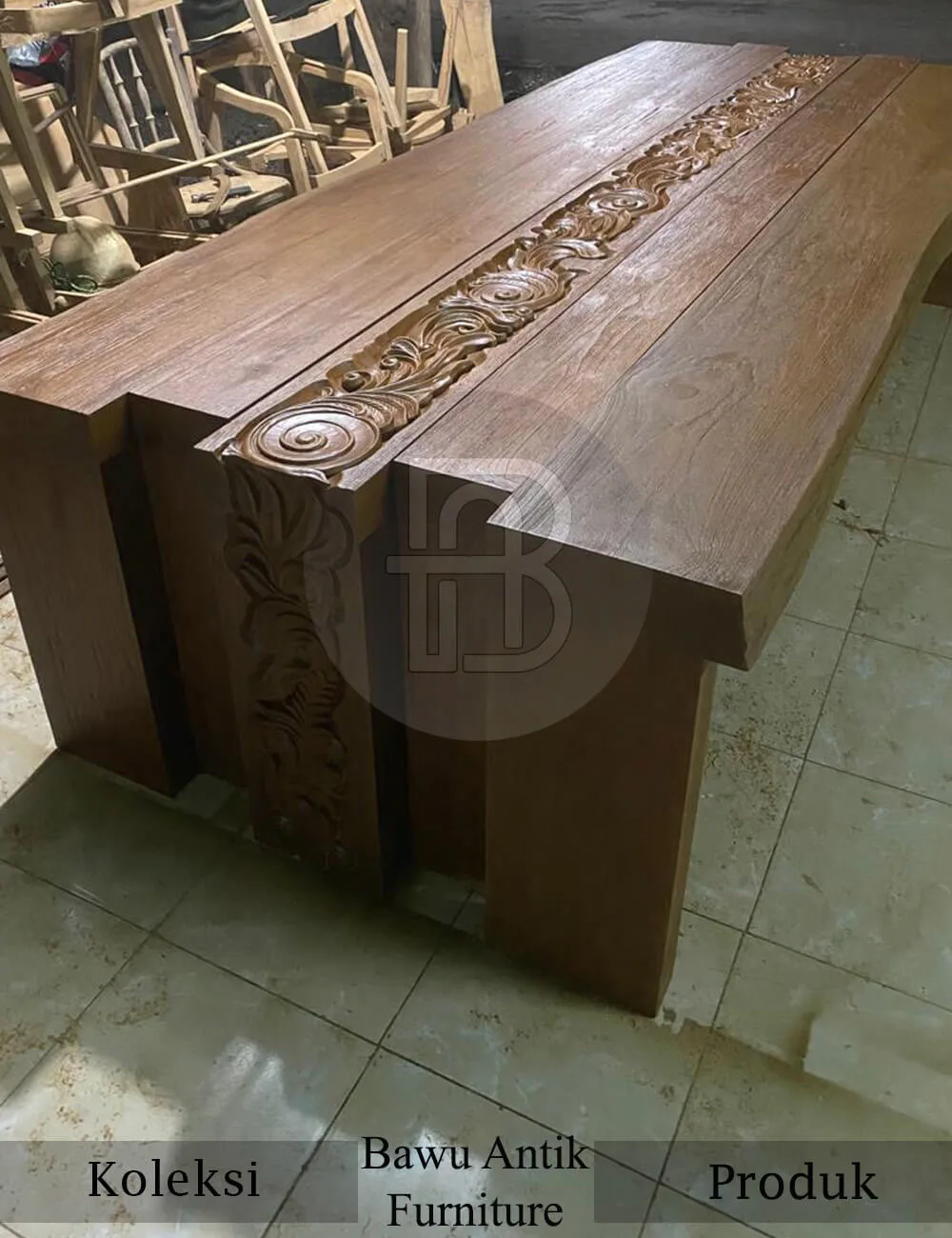 Model Meja Kayu Jati Klasik Tebal Kayu 10 Cm Solid Luxurious BA-263