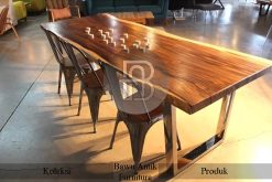 Model Meja Kayu Solid New Industrial Design Kaki Stainless BA-242