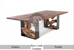 Model Meja Makan Kayu Solid Kaki Akar Futuristic Style BA-257