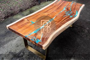Meja Kayu Solid Resin Futuristic Elegant Industrial Style BA 287
