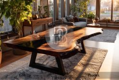 Meja Kayu Suar Jumbo Modern Kombinasi Resin New Design BA-290