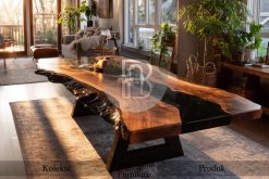 Meja Kayu Suar Jumbo Modern Kombinasi Resin New Design BA-290.1