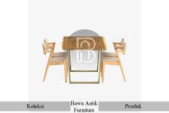 Meja Makan Kayu Jati Solid Hiroshima Modern Design BA-289.1