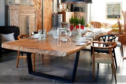 Meja Makan Kayu Trembesi Utuh Industrial Mebel Jepara BA-293