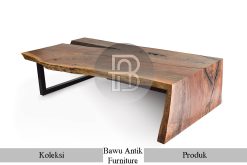 Model Meja Kayu Solid Letter U Waterfall Style Suar Wood BA-296.1