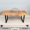 Meja Jati Solid Kaki Besi Live Edge High Quality BA-351