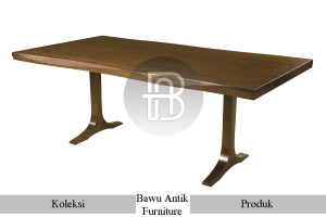 Meja Kayu Solid Jati Natural Glossy Modern Industrialis BA 323